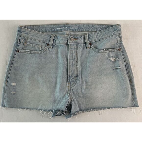 Old Navy Shorts Womens Sz 14 OG Straight High Rise Light Blue Denim Cut-Offs - Picture 1 of 6